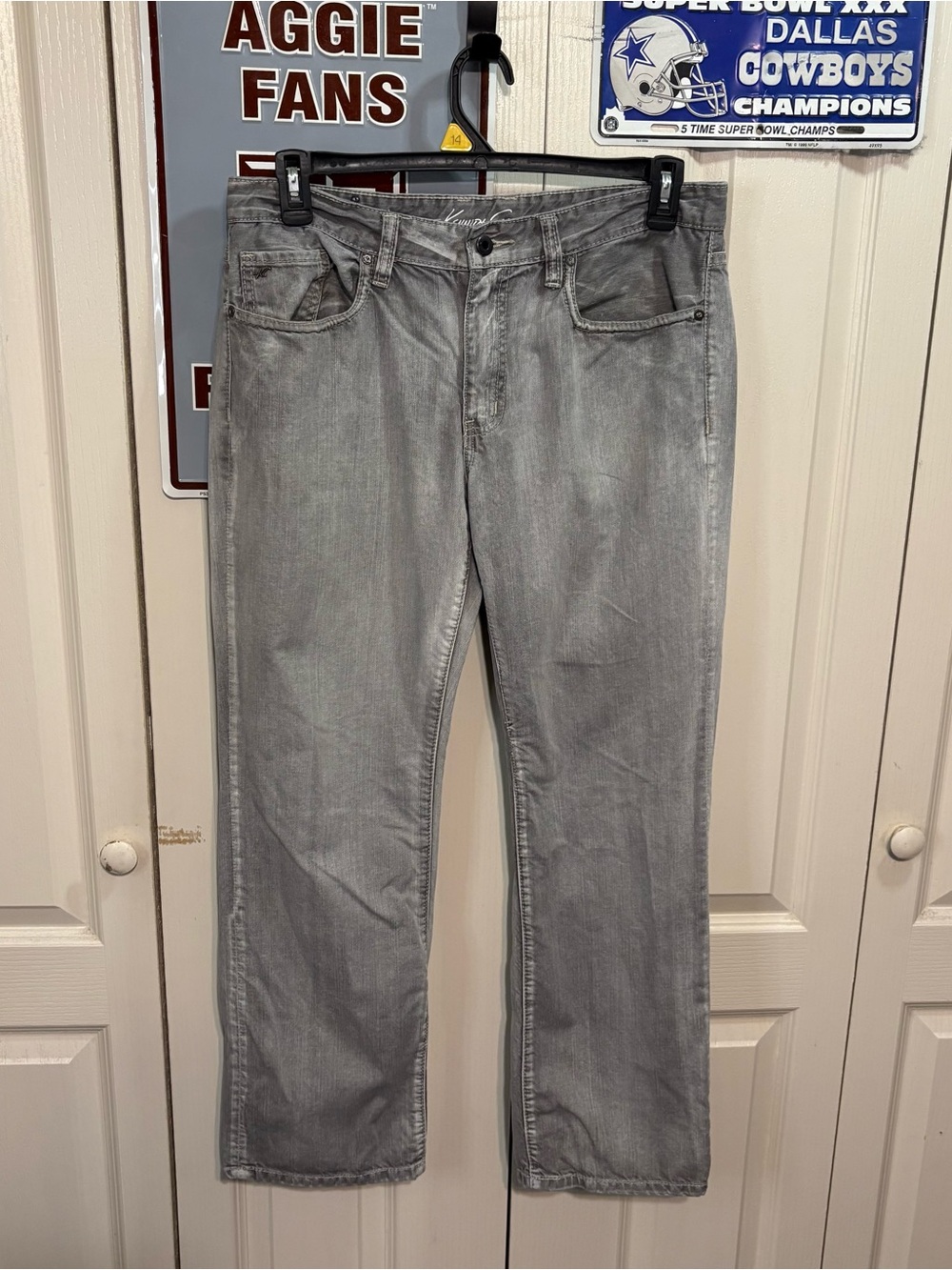 Kenneth Cole Men's Grey Straight-Leg Jeans